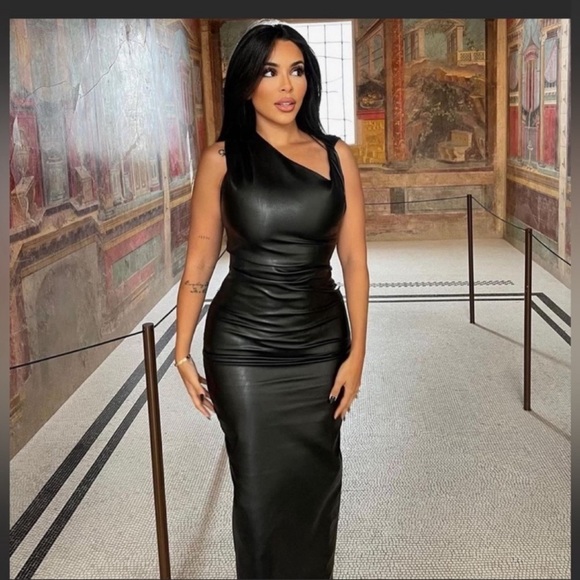 Zara Dresses & Skirts - ZARA BLOGGERS FAV FAUX LEATHER MIDI DRESS